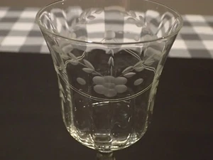 JUEGO DE 6 VINO TALLO VIDRIO GRABADO PUNTO CINTA FLORAL VINTAGE - Imagen 1 de 4