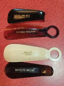4 VINTAGE HOTEL SHOEHORNS PRUSSIA PLAZA HOTELES MELIA GUYS SHOE WORLD MARRIOTT - Picture 1 of 3