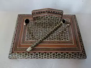 Vintage Persisches Mosaik Intarsien Büro Papier Umschlag Holz Organizer Table... - Bild 1 von 10