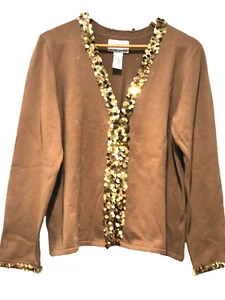 Linea by Louis Dell'Olio Women’s Sequin Trim Cardigan Sweater - Size L - Picture 1 of 9