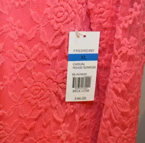 Kim Rogers Size XL Womens Coral Lined Top Blouse Shirt NWT - Picture 1 of 9