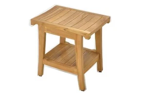 Asiento de ducha de madera de teca de Estambul banco de taburete de 18" grado A - Imagen 1 de 4