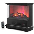 27" Freestanding Fireplace 2000W Electric Heater 3-Level Flame Thermostat
