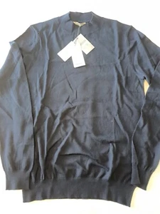 Mango Man Merino Wool Sweater Navy Size M - Picture 1 of 8