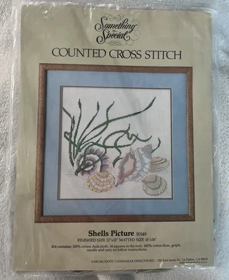 Винтажный набор для вышивки счетным крестом раковины картина 50149 дизайн Candamar 16x16 дюймов - США - Изображение 1 из 4