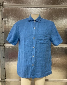 Tommy Bahama Button Up Shirt - Mens Medium - Short Sleeve - Blue - Linen - Picture 1 of 7