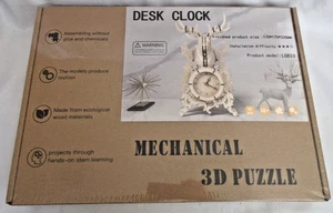 Kit rompecabezas reloj escritorio alce color claro madera mecánico 3D LG823 NUEVO EN CAJA - Imagen 1 de 8