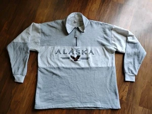 Size XXL Alaska Made In USA Sweatshirt, 3/4 Zip, White & Grey, Eagle - Picture 1 of 10