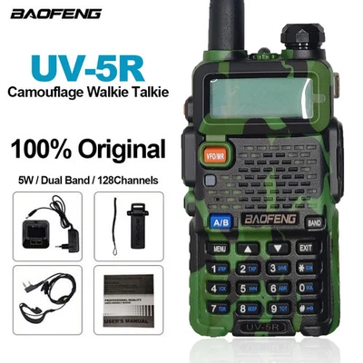 Baofeng UV5R Two Way Radio Camouflage Green VHF UHF Handheld FM Radio Interphone - Image 1 of 4
