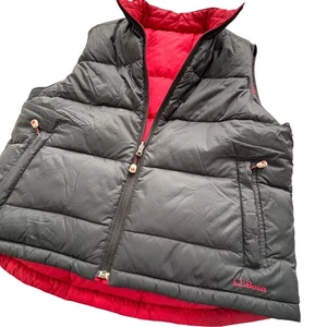 Vintage LL Bean Down Vest Reversible Black Red Mens Size L Puffer Quilted Zip - Picture 1 of 16
