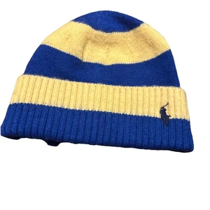Polo Ralph Lauren Beanie 100% Wool Royal Blue / Yellow - Picture 1 of 3