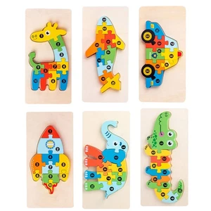 Wooden Matching 3D Puzzle Educational Interesting Matching Jigsaw Puzzle Toy - Picture 1 of 32
