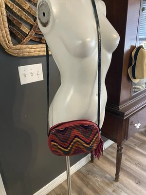 Vintage 80s 90s Sharif Shoulder Handbag Crossbody Patchwork Purse Pink Red - Image 1 of 4