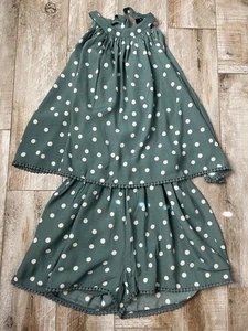 Vici Women's Green White Polka Dot Pleated Halter Neck One Piece Romper sz XS - Picture 1 of 6