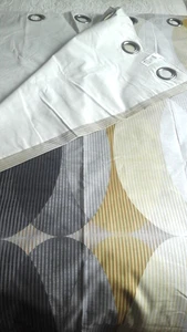 Dunelm Gelb Ocker/Grau Modern Geometrisch Verdunkelung Ösen Vorhänge 66 x 56" Tropfen - Bild 1 von 8