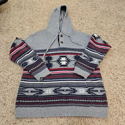 Suéter tejido American Eagle para hombre rojo, azul y gris talla pequeña Foto 1 de 4