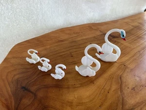 Mundgeblasene Glas Schwanenfamilie Gänse Vogel Karneval Miniatur Figur Karneval - Bild 1 von 6