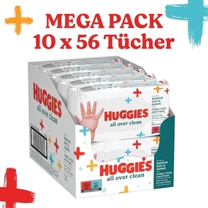 Huggies Feuchttücher Baby Wipes All Over Clean Monatsbox 10 x 56 Tücher - Bild 1 von 2