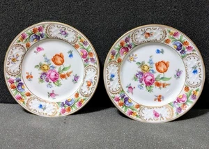(2) Antique 1918-29 Schumann Bavaria EMPRESS DRESDEN Porcelain Bread Plates, Ø6" - Picture 1 of 5