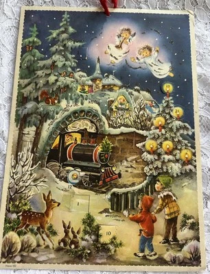 Vintage Christmas Angels Deer Windows German / West Germany Advent Calendar Haco - Image 1 of 4