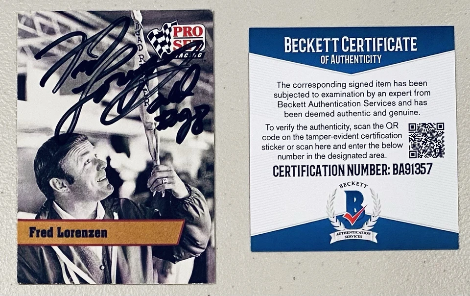 Fred Lorenzen Signed Autographed 1991 Pro Set Card #L3 Beckett BAS NASCAR HOF - Image 1 of 1
