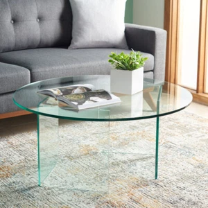 SAFAVIEH Bexon Tempered Glass Coffee Table | Clear | - Picture 1 of 8