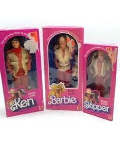 SET OF 3 ~ 1982 BARBIE 1757 KEN 3600 SKIPPER 5029 HORSE LOVIN' NEW IN BOX - Picture 1 of 13