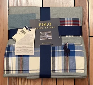 Polo Ralph Lauren USA Flag Patchwork Denim Cotton Throw Blanket 50" x 70" NEW - Picture 1 of 5