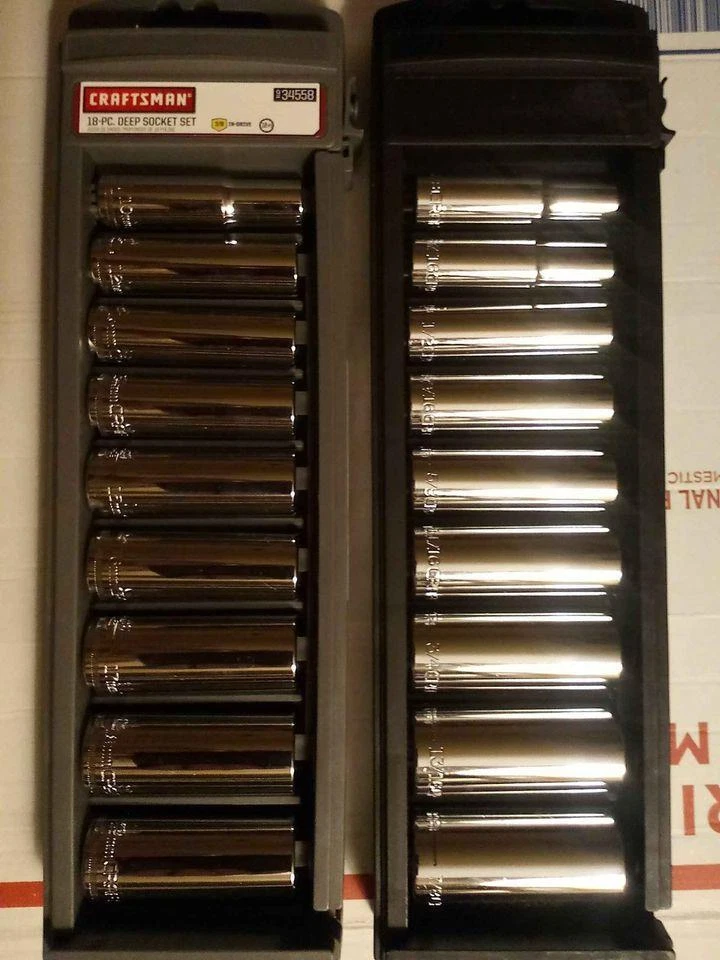 NEW CRAFTSMAN 18 PIECE DEEP WELL SAE AND METRIC SOCKET SET 34558 - Image 1 of 1