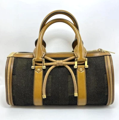 BURBERRY LEATHER Bolsos de Hombro Amarillo Bolso de Mano Tweed Mediano Barril Foto 1 de 4