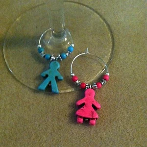 Weinglas Charms 2er Set Junge/Mädchen Charms in Howlith Türkis Unikat verschiedene - Bild 1 von 10