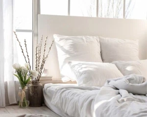 NWT 26x26 White Goose Down European Pillow Inserts 100% Cotton Set of 2 - Picture 1 of 4