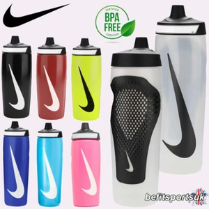 NIKE WATER BOTTLE GYM SPORTS FOOTBALL DRINKS GRIP SQUEEZE NON LEAK BPA REFUEL - Picture 1 of 21