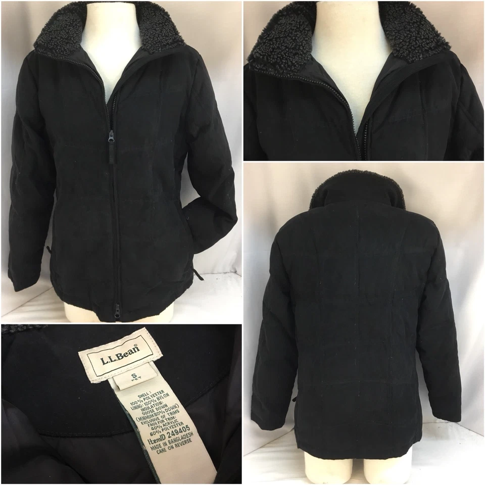 L.L. Parka Bean Down S Petite Negra Poli Plumón de Ganso Cuello de Piel Como Nueva YGI RE749 Foto 1 de 1