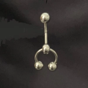Surgical Steel REVERSIBLE COMBO 14g 10mm VCH Door Knocker Barbell. - Picture 1 of 3