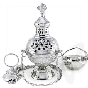 Weihrauchfass Messing Vernickelt Handarbeit 2957 кадильница Geschenk - Bild 1 von 1