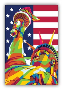 USA Flag Statue Of Liberty Vinyl Sticker Decal - Picture 1 of 1