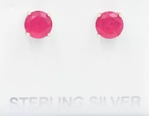 LAB CREATED 2.18 Cts RUBY STUD EARRINGS 925 Sterling Silver - Rose Finish- NWT - Picture 1 of 3