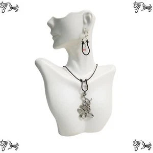 Flirt Rhinestone Charm Choker Necklace & Earrings Brown Hand knotted Leather - Picture 1 of 4
