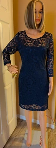 NWT Boston Proper navy lace 3/4 sleeve sheath sz 10 - Picture 1 of 5