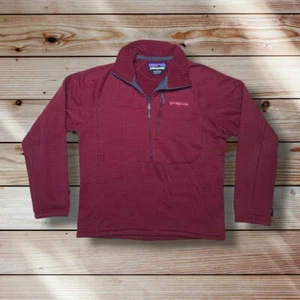 Patagonia R1 Polartec Fleece 1/2 Zip Pullover Mens Small Maroon Red *FLAW* - Picture 1 of 12