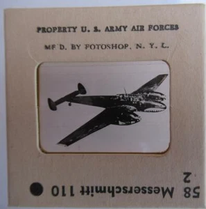 Messerschmitt 110, 35 mm Celuloide Ejército de EE. UU. Diapositiva de reconocimiento de aviones - Imagen 1 de 1