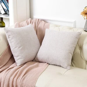Throw Pillow Covers 20x20 Set of 2 Rustic Burlap Linen Cushion Cover - Bild 1 von 5