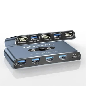 Commutateur KVM, Commutateur KVM 1 Moniteurs 2 Ordinateurs, Commutateur HDMI, Commutateurs KVM 4K@60Hz - Photo 1/9