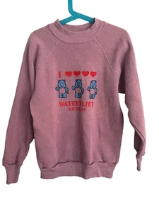 Vintage 80s Teddy and Hearts Retro Michigan Purple Sweatshirt - size 6-8 - Picture 1 of 11