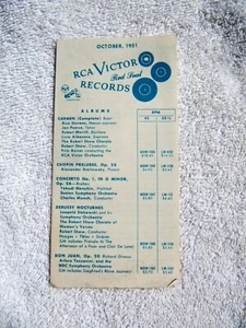 October 1951 RCA VICTOR Red Seal Records Supplement RECORD CATALOG LP 33 & 45 78 - Picture 1 of 3
