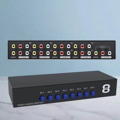 AV Switch Box Composite Selector 8 Port RCA Audio Video 8 In 1 Out To TV - Image 1 of 4