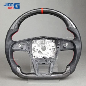 Real Carbon Fiber Steering Wheel Fits Audi RS6 RS7 S6 S7 A6 A7 Q7 Q8 2018-2024 - Picture 1 of 9