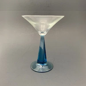 Bombay Saphir Gin quadratisch konisch verdreht blau Stamm Cocktail Martini Glas - Bild 1 von 7