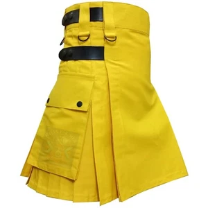 Gelber Utility Kilt für Damen - Highland Style Ladies Custom Kilt - Maschinenstich - Bild 1 von 5